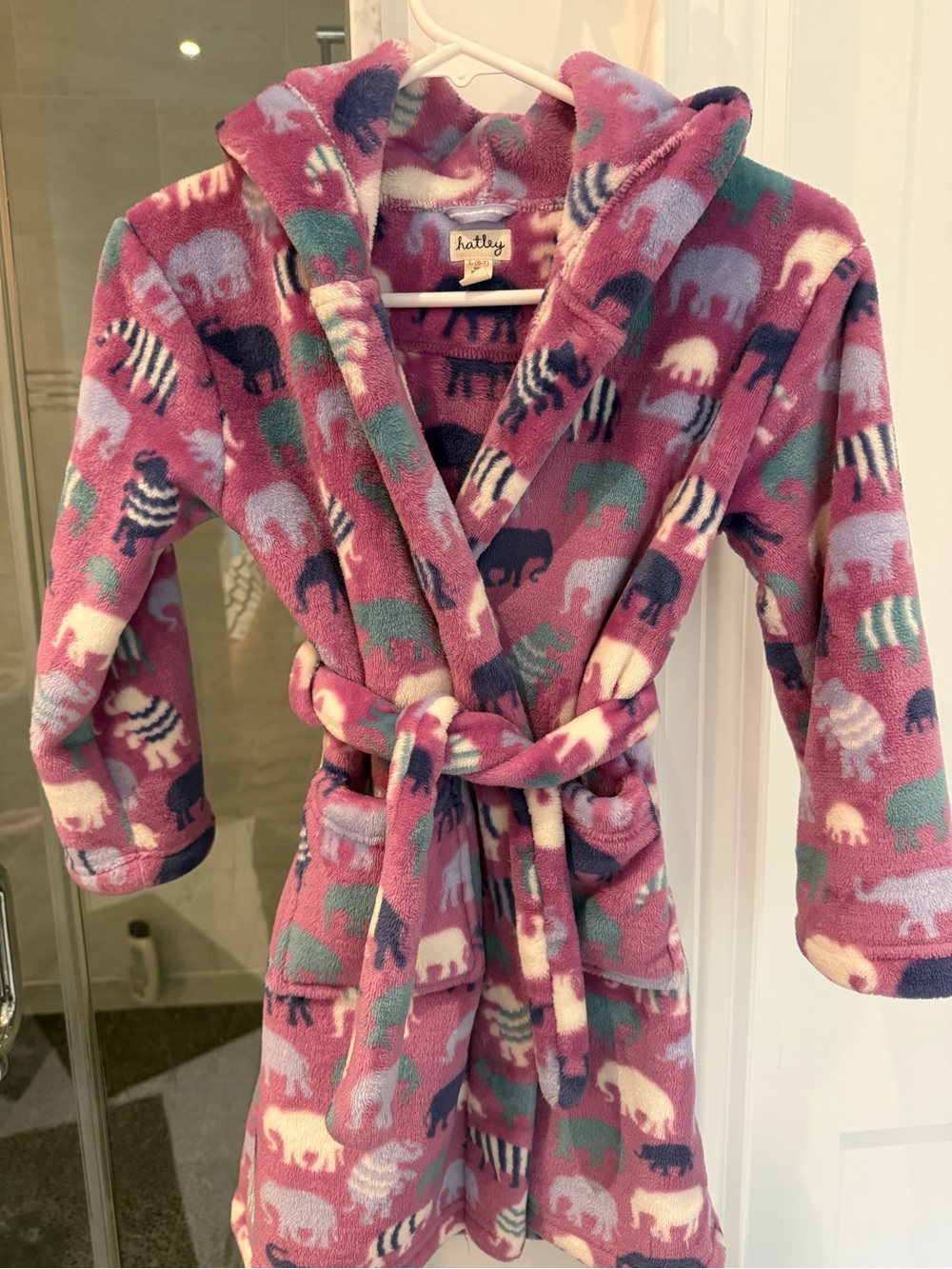 Hatley Purple and Pink Plush Kids' Hooded Robe